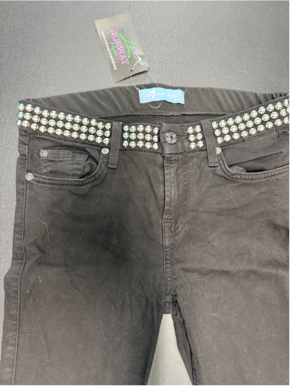 7 For All Mankind x Blair Black Studded Skinny Jeans Size 26